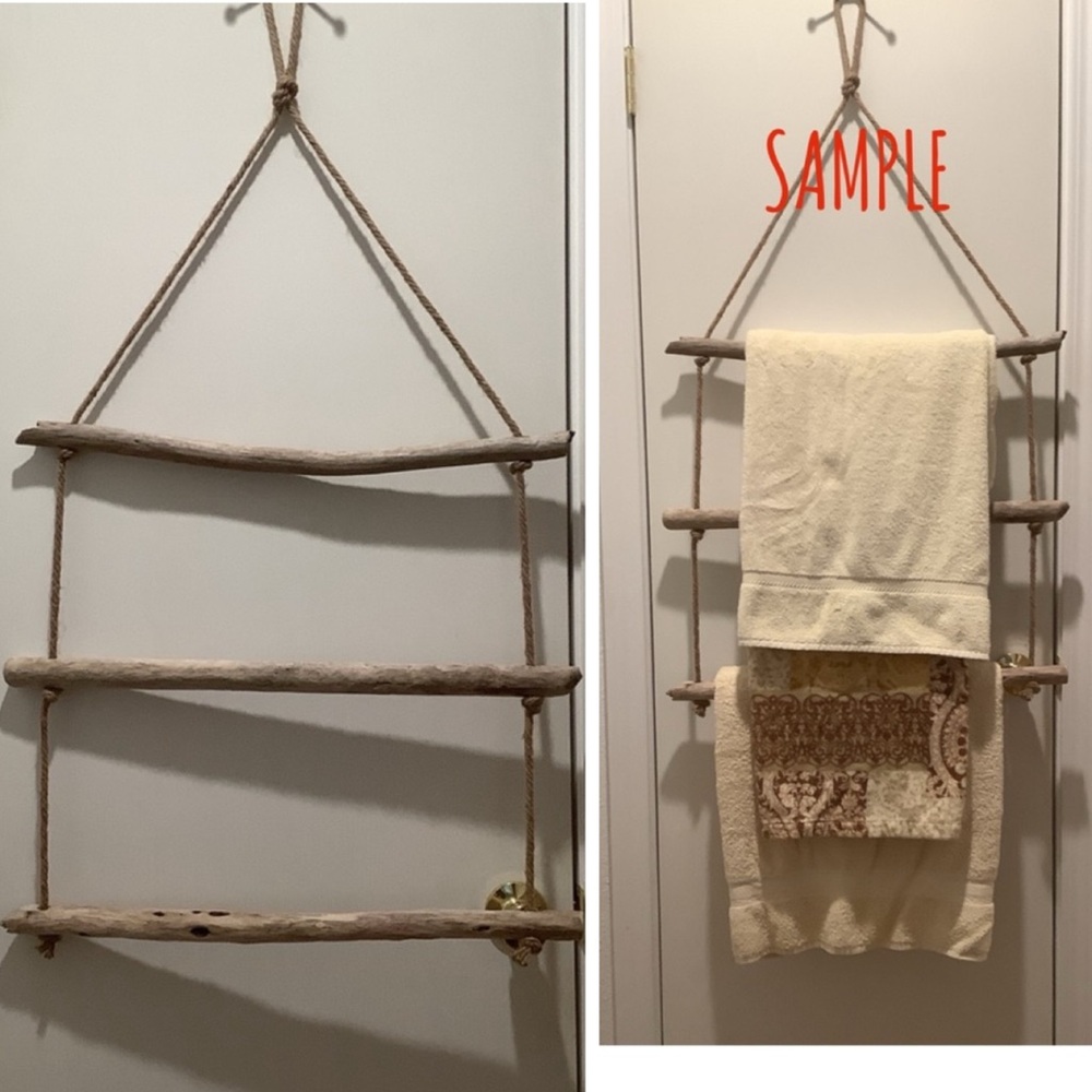 Driftwood Art, Hanging Driftwood Towel, Blanket Holder , Driftwood Coastal Art